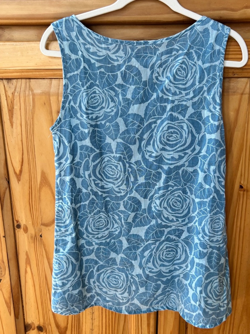 Flax Tank Top Blue Floral Linen Sleeveless Women's Small - Picture 4 of 6